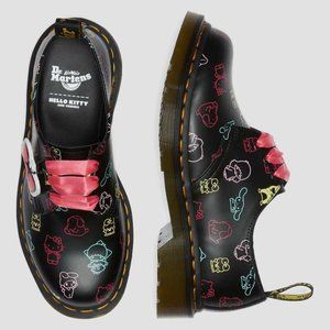 Dr. Martens Black Platform Shoes with Hello Kitty Design